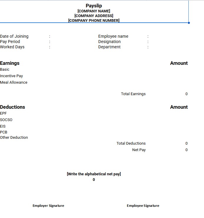 salary slip format 3